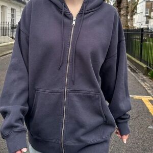 Brandy Melville Navy Zip up Hoodie Christy 100% Cotton